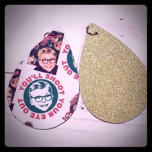 A christmas story faux leather earrings